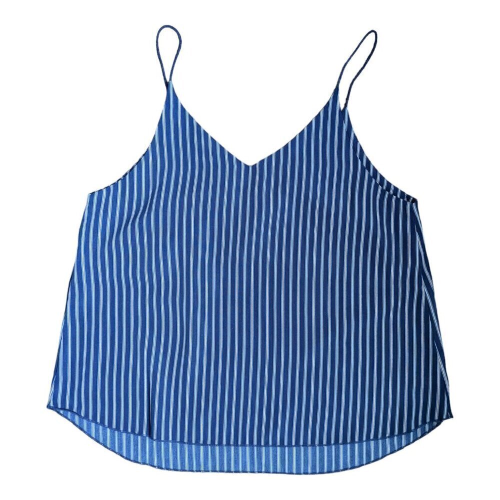 Forever 21 Navy Blue V-Neck Tank Top, Orange/White Stripes, Spaghetti  Straps
